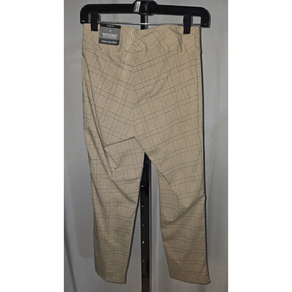Van Heusen Women's Slim Fit Super Stretch Pull-on Crop - Tan/plaid - Size 0 - NW - Picture 3 of 4